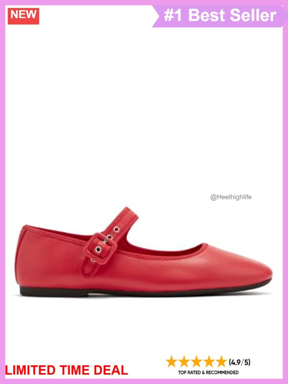 Nappa Leather Mary Jane Flats Round Toe Buckle Strap Everyday Comfort